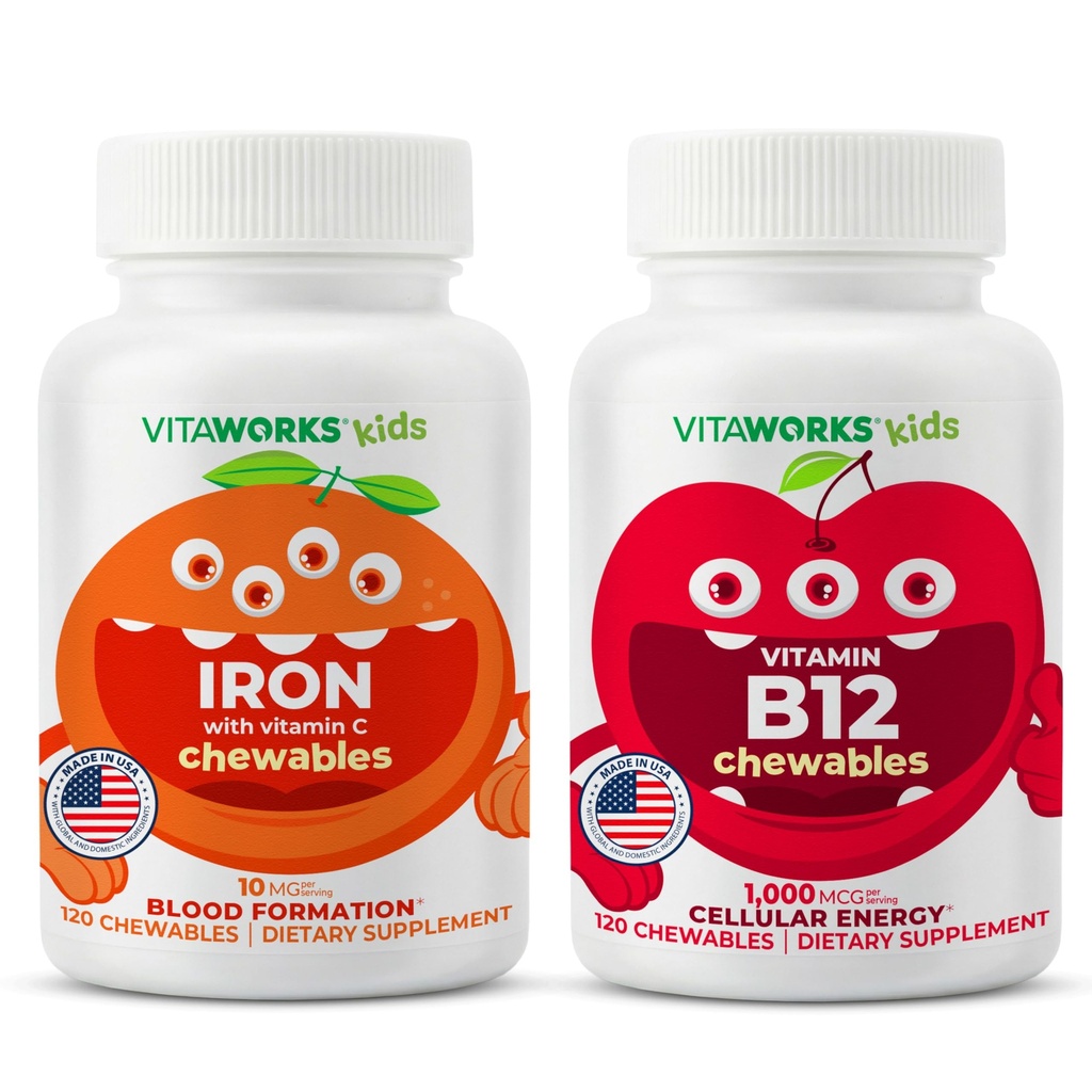 Bambini Iron 10mg + Vitamina C Chewables + Vitamina B12 Chewables Bundle