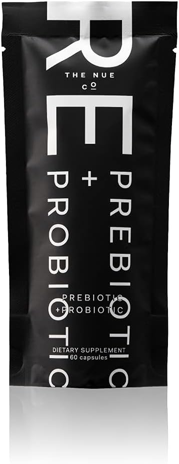 Il Nue Co. PREBIOTIC + PROBIOTIC Supplemento ricarica, Supporta la salute del fegato, Synbiotico e Spore Based, IBS sollievo, Immunità e pelle, Vegan, Gluten Free, 60 capsule