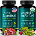 Integratore di frutta e verdura biologica al 100% (USDA Organic - Made in USA) 180 Potent Fruits and Vegeta Capsules for Energy Boost & Daily Fruit and Vegeta Vitamins - Vegan, Non OGM, Gluten-Free