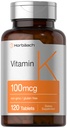 Horbäach Vitamin K Supplemento | 100mcg | 120 compresse | Vegetariano, Non OGM & Gluten