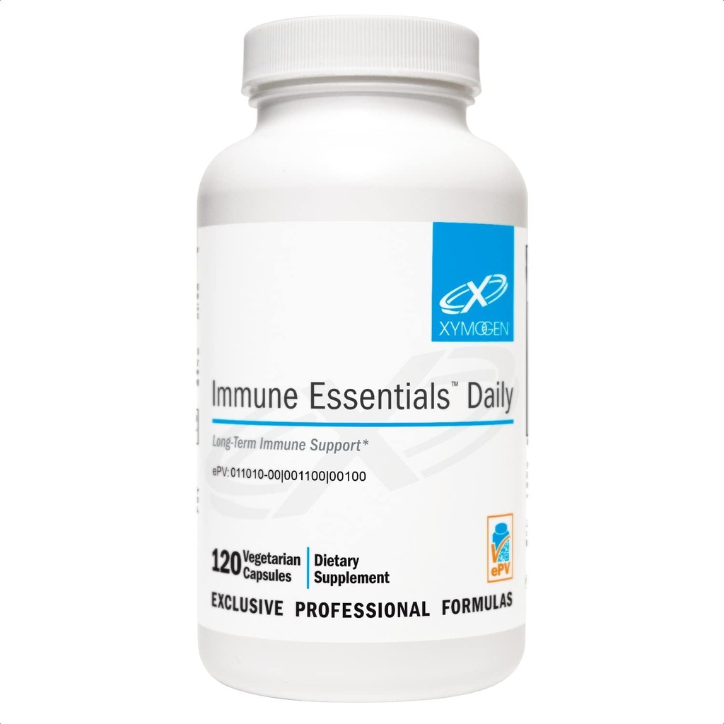 XYMOGEN Immune Essentials Quotidiano - Supplemento di supporto immunitario a lungo termine con vitamina C acido ascorbico, vitamina A & D3, N Acetyl L Cysteine, Zinc Chelate, Quercetin (120 capsule)