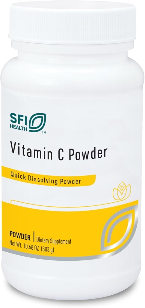 Klaire Labs Vitamin C Powder - Pure 1000 Milligrams L-Acido ascorbico, Supporta Sistema immunitario e produzione di collagene (250 Serve, 250 Grammi)