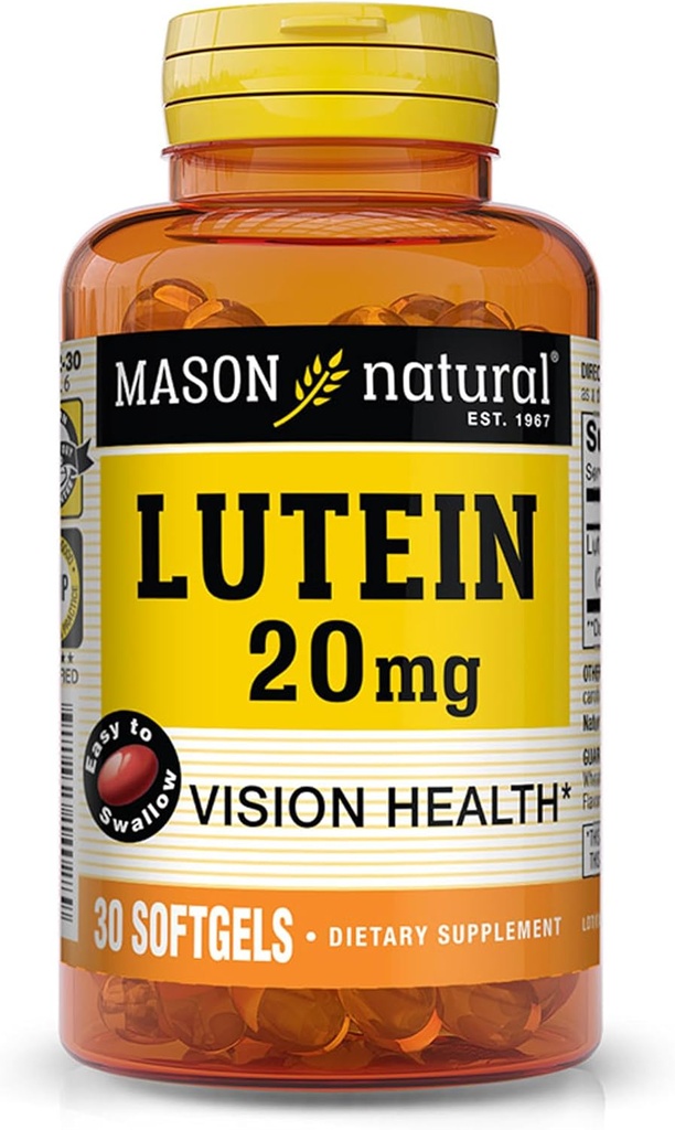 MASON Luteina NATURAL 20 mg con vitamina E - Visione sana e funzione occhi, Supporta la salute dell'occhio, 30 Softgels