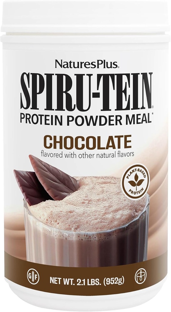 NaturesPlus SPIRU-TEIN, Cioccolato - 2.1 lb, Confezione da 2 - Shake proteica a base vegetale - Non OGM, Vegetariano, Gluten Free - 68 Total Servings