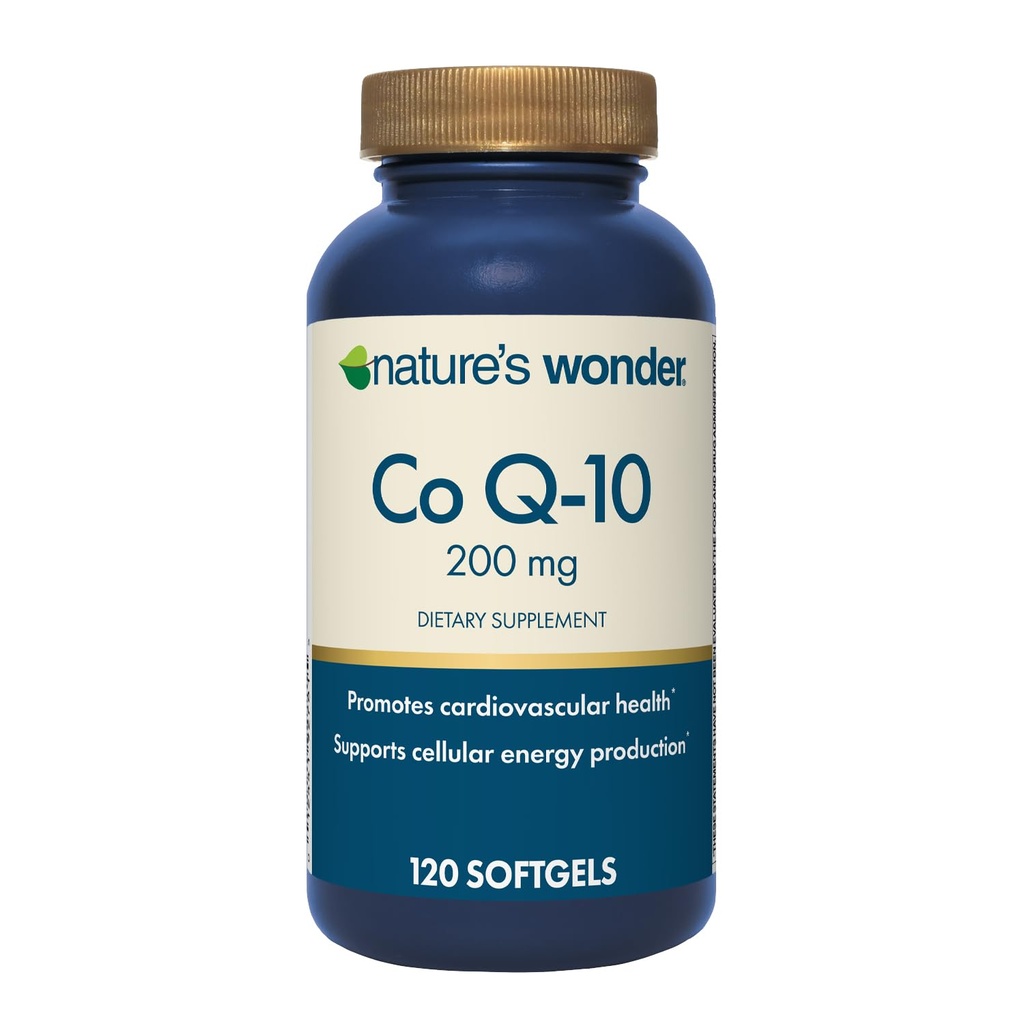 Wonder CoQ10 Supplemento - CoQ10 200mg Softgels per sostenere la salute del cuore, la funzione cardiovascolare e la produzione di energia cellulare, 120 Softgels, 120 giorni di alimentazione