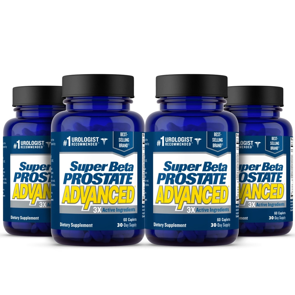 SUPER BETA PROSTATE Avanzato – Promuovere il sonno, Supporta il svuotamento della vescica. Integratore di supporto per la salute degli uomini con Beta Sitosterol, non Saw Palmetto. (240 Caplets, 4-Pack)