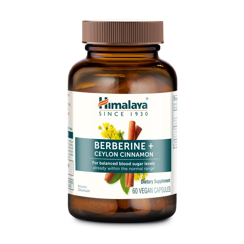 Himalaya Berberine con Ceylon Cinnamon - Integratore di erbe per sostenere il metabolismo normale, Immune e la salute digestiva - Vegan, Gluten Free, 60 capsule vegetariane