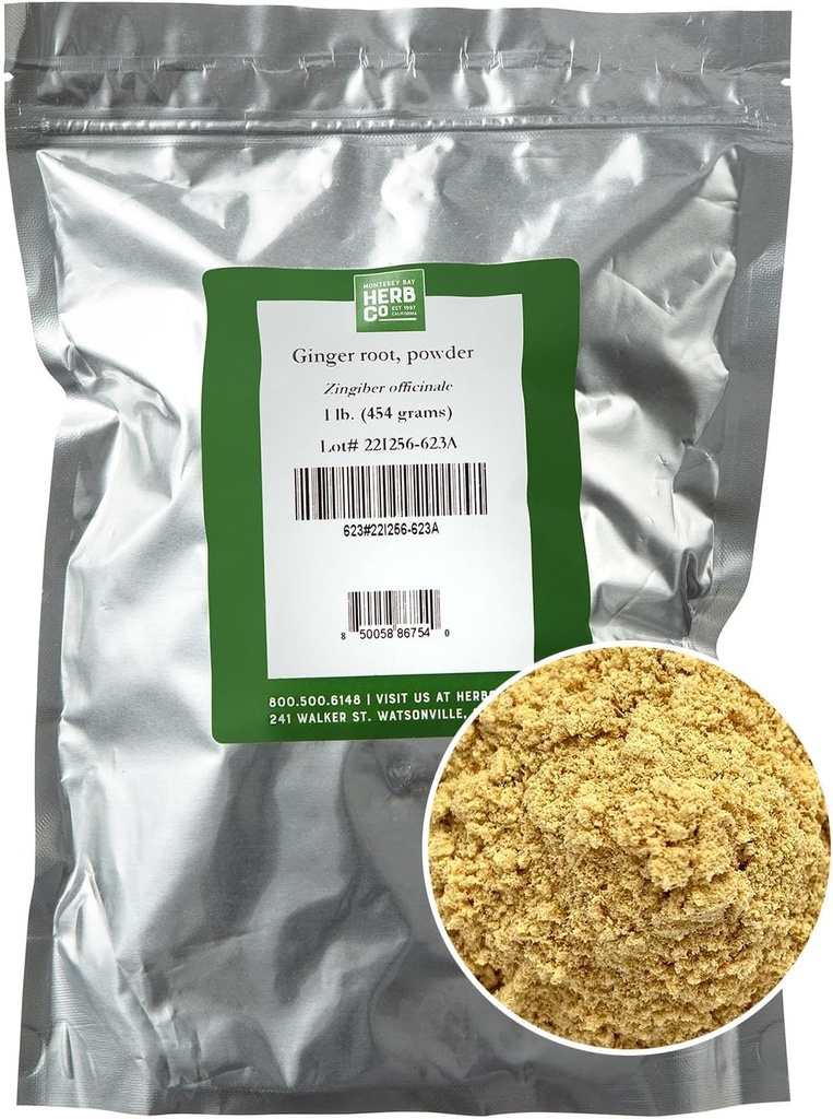 MENSEREY BAY HERB CO. Ginger Root Powder | Pungent Spice | Aggiungere agli alimenti | Utilizzare nei sacchi da bagno & Scrubs corpo (1 Pound, Polvere)
