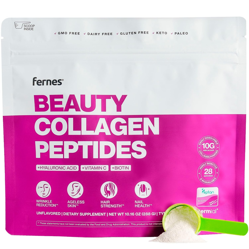 Polvere di peptidi di collagene avanzata per le donne - acido ialuronico, biotina e vitamina C, capelli proteici idrolizzati, pelle, unghie e supporto misto - erba Fed Tipo I & III Keto, Paleo, Kosher 9.88 oz non aromatizzato