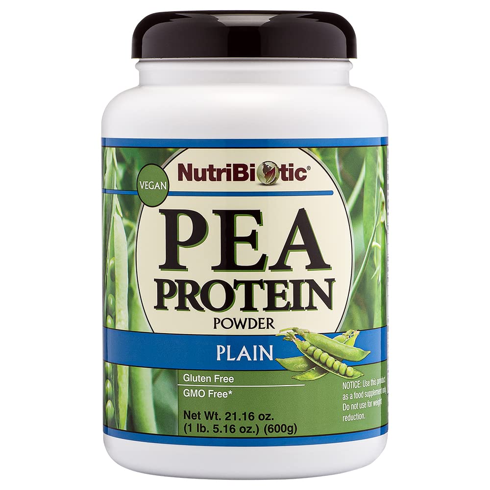NutriBiotic Pea Protein Plain, 21 Oz | Polvere di proteine vegetali vegana a basso contenuto di carboidrati | 100% coltivata & trasformata negli Stati Uniti | Deliciously Creamy & BCAA-Rich | Made Without Chemicals, OGMs & Gluten | Keto Friendly