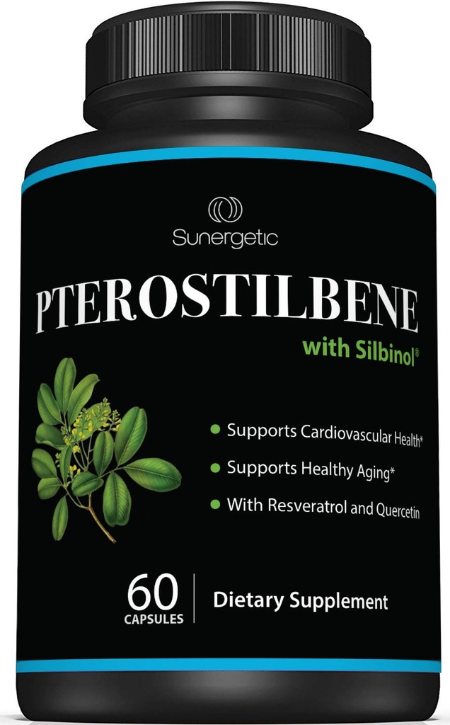 Premium Pterostilbene Supplement – Pterostilbene con Resveratrol & Quercetin – Supporta l'invecchiamento sano – Fonte naturale Pterostilbene 100mg per Serving – 60 Capsule