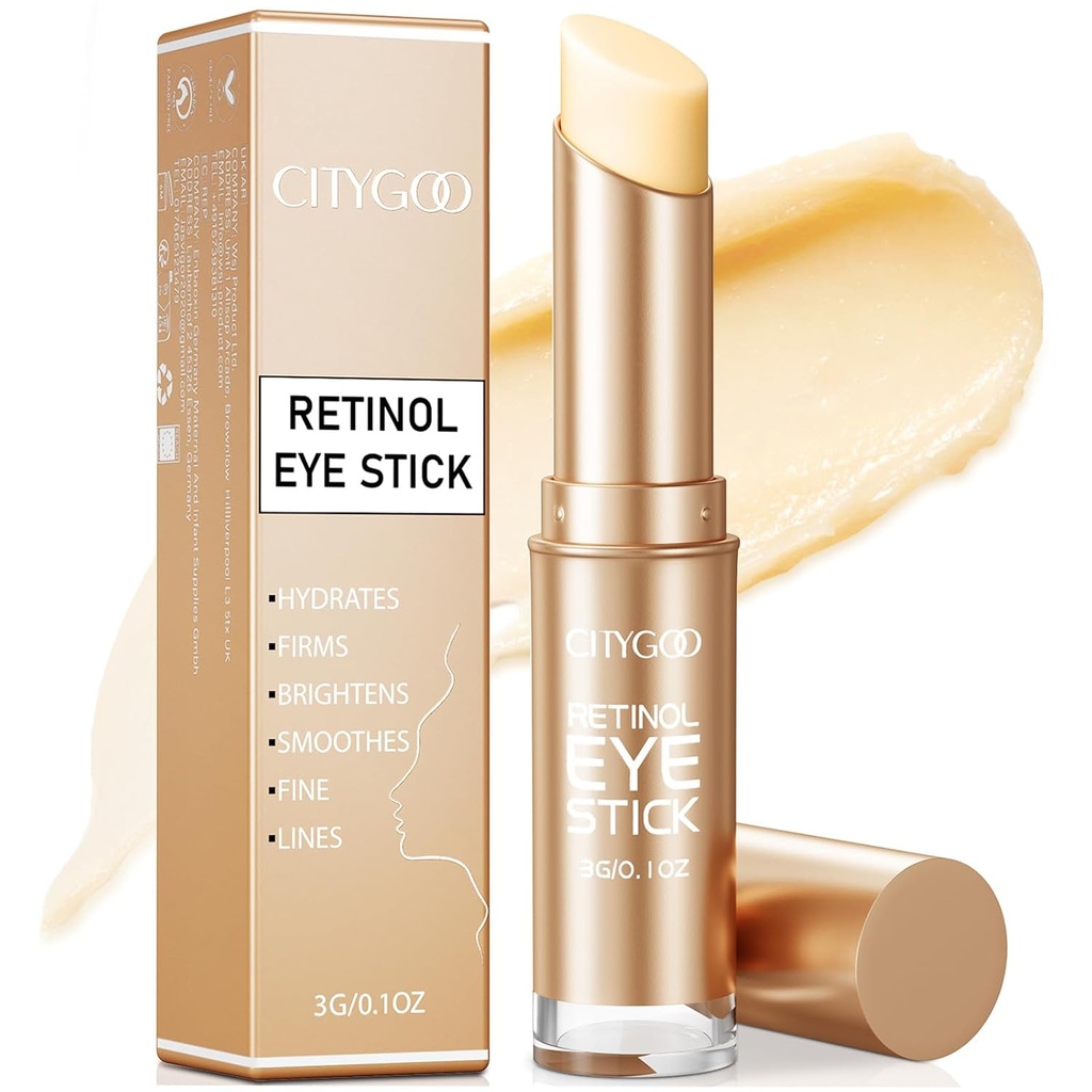 CITYGOO Retinol Eye Stick con collagene, acido ialuronico per il cerchio scuro, sotto l'invecchiamento della crema dell'occhio, per il gonfiore e le borse riduce le linee sottili (Retinol Eye Stick, 1pcs)
