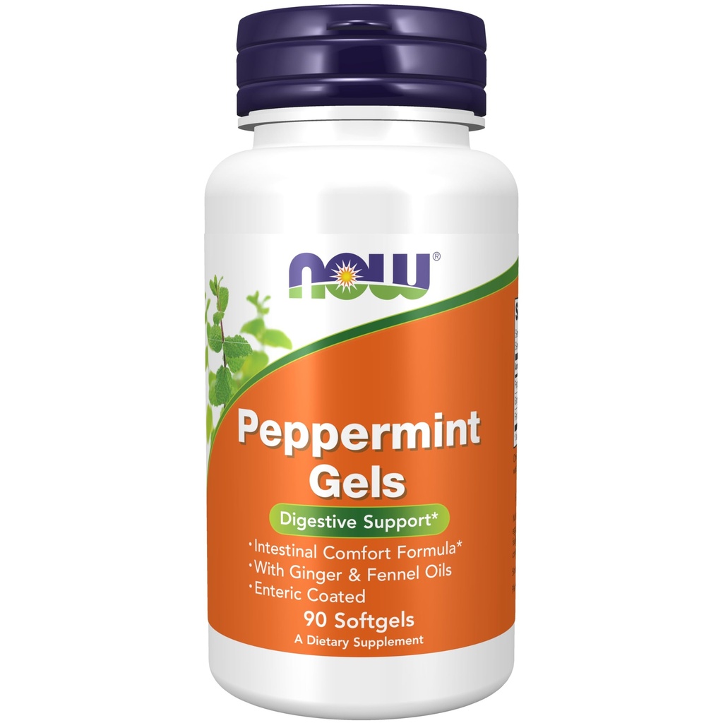 NOW Integratori alimentari, Gel menta piperita con olio di zenzero e finocchio, Rivestimento enterico, Supporto digestivo*, 90 Softgels
