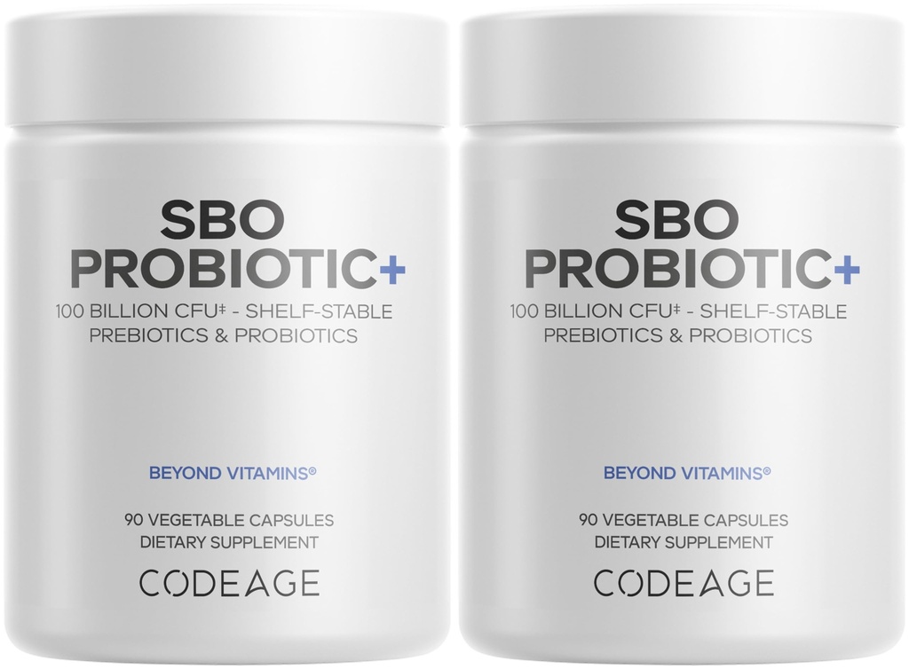 Codeage SBO Probiotics, 100 miliardi di CFU Per Serving, Multi Strain Soil Based Atto Blend and Organic Fermented Botanical Blend, Shelf-Stable - 2 Pack