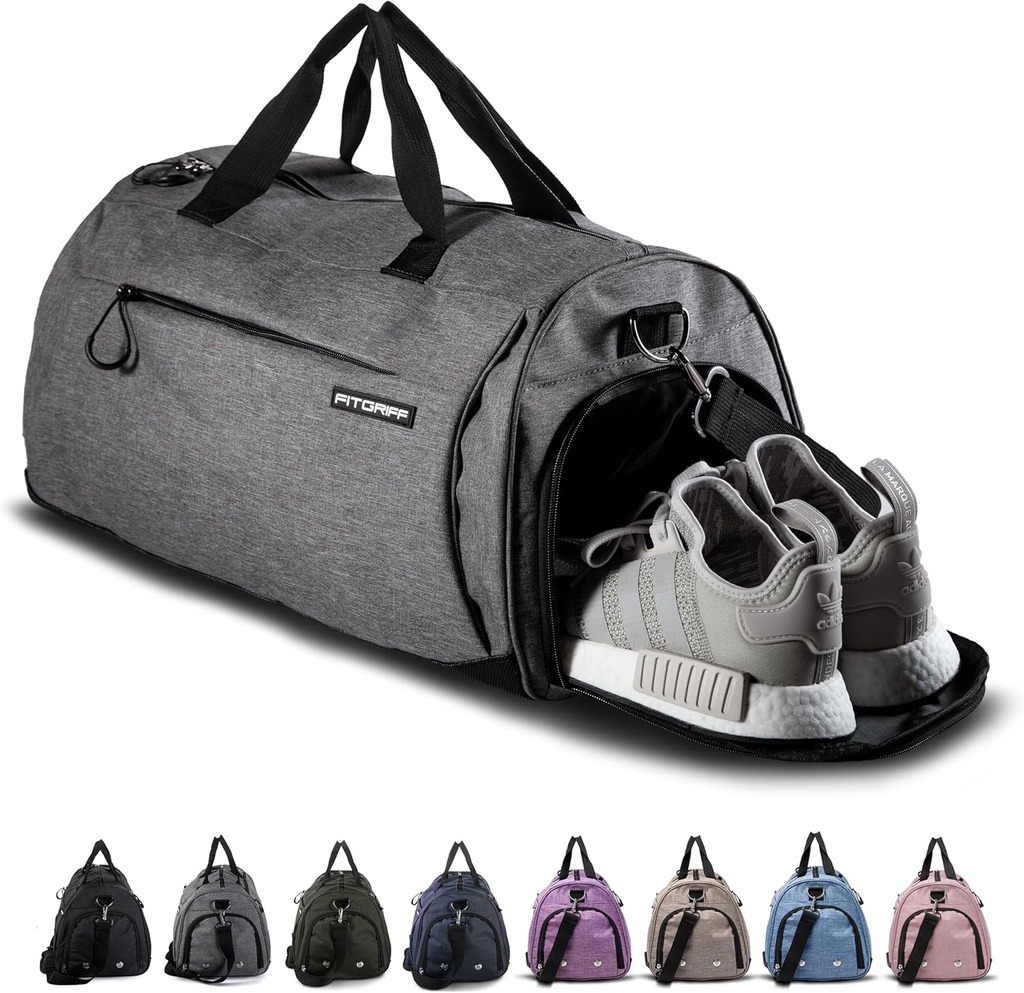 Borsa da palestra Fitgriff® per uomo e donna con scomparto Shoe & Wet - Borsa per viaggi, sport, fitness e allenamento