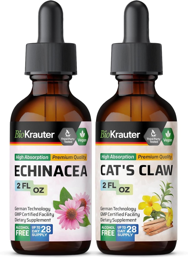 BIO KRAUTER Echinacea Tincture 2 Fl. Oz. & Cat's Claw Tincture 2 Fl Oz.