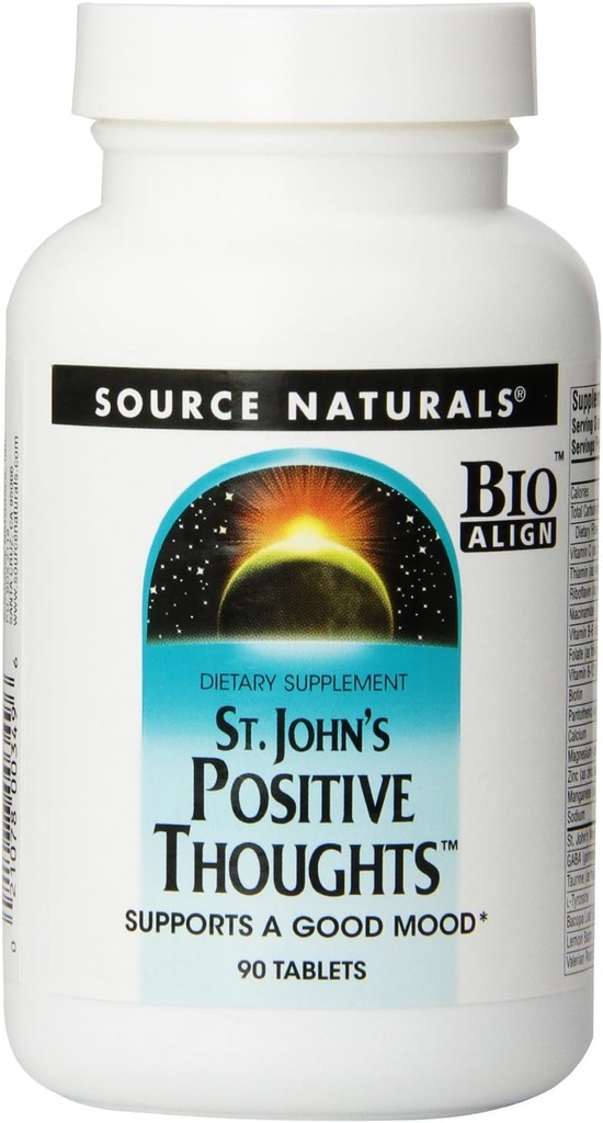 Fonte Naturals St. John's Positive Thoughts Herbal Supplement - 90 compresse (Pack of 2)