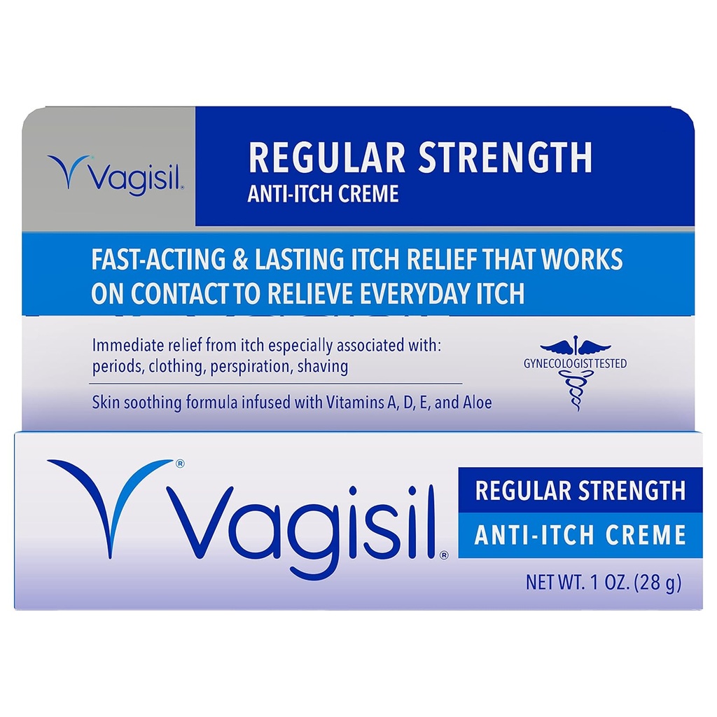 Vagisil Crema Femminile Anti-Itch di resistenza regolare per le donne, Ginecologo testato, Ipoallergenico, Rilievo Itch ad azione rapida e duratura, Soothes and Cools Vaginal Moisturizer, 1 oz (Pack of 1)