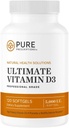 Pure Prescriptions Ultimate Vitamin D3-5,000 IU - Supplemento ad alta assorbimento della vitamina D per promuovere le ossa sane con il sistema immunitario e il supporto cardiovascolare - 120 Softgels - USA Made