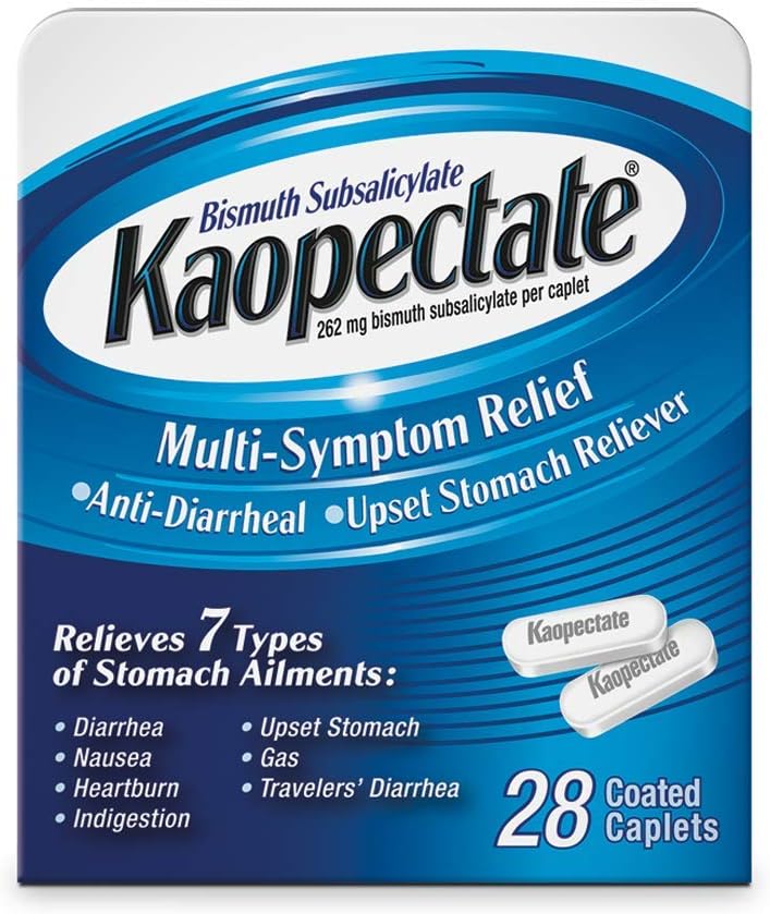 Kaopectate Multi-Symptom Anti-Diarrheal& Upset Stomach Reliever, 28 Caplets, Bianco