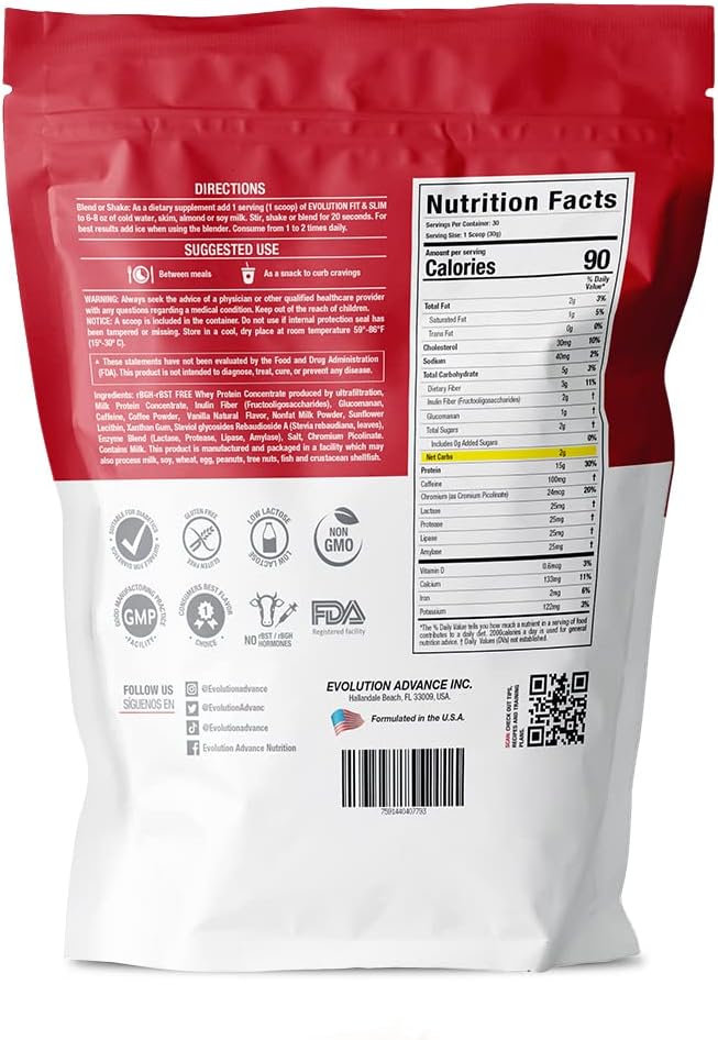 Evolution Advance Nutrition Fit & Slim Blend – Polvere di proteine del siero di erba per una facile digestione, Keto-Approved, Non-GMO, Stevia addolcito, Natural Flavor – 2 Pounds (Frappullicious Coffee)