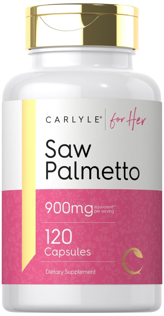 Carlyle Saw Palmetto per le donne 900mg | 120 capsule | Supplemento completo di spettri | Non OGM, Gluten Free Supplement | per il suo