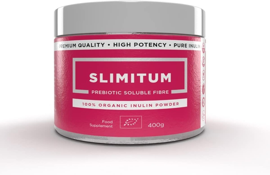 Polvere di inulina organica SLIMITUM (Agave) - 01 Pack Fibra prebiotica per la salute del colon e del fegato, qualità premium, supporto intestinale - 400g