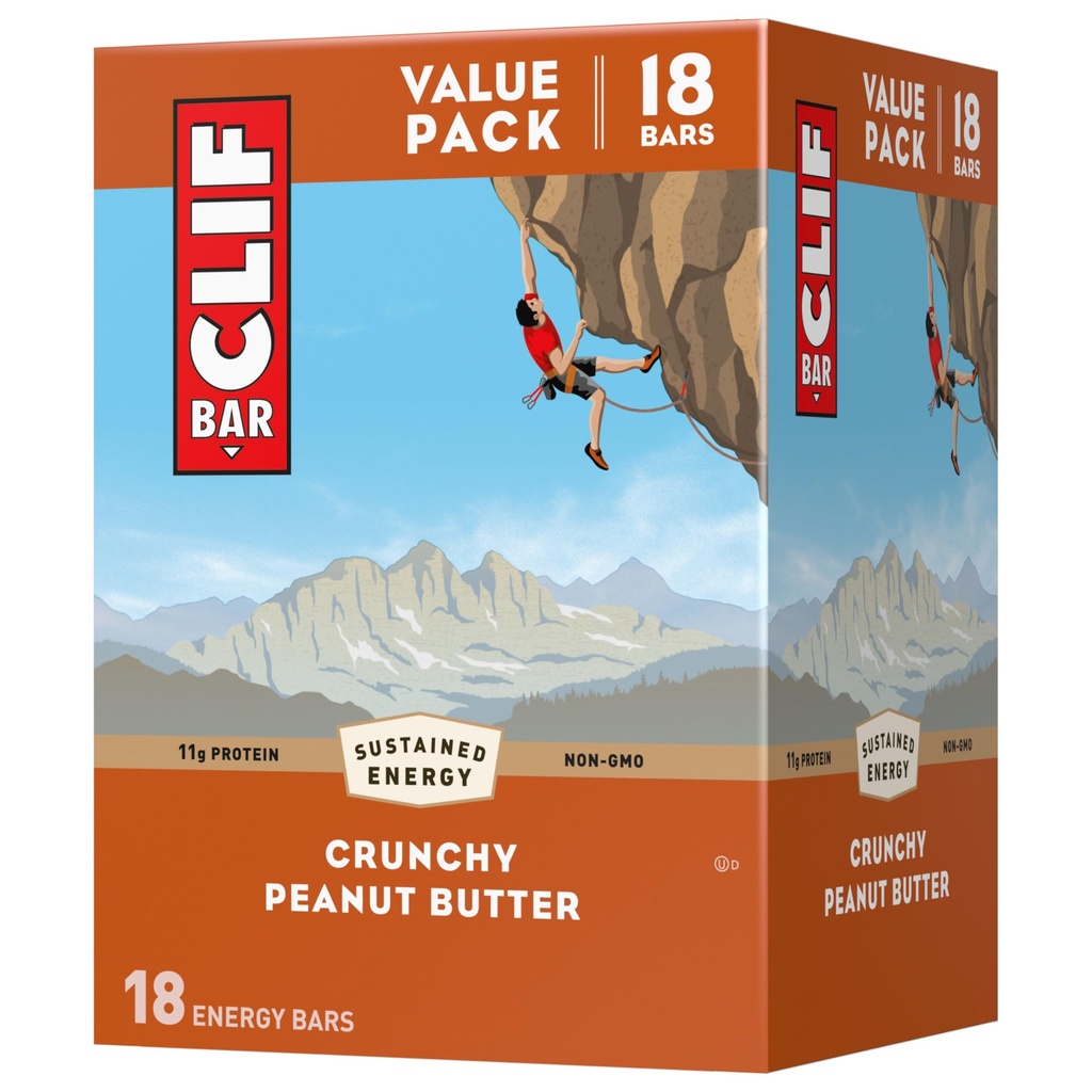 CLIF BAR - Burro di arachidi croccanti - Realizzato con avena organica - 11g Protein - Non-GMO - Plant Based - Energy Bars - 2.4 oz. (18 Pack)