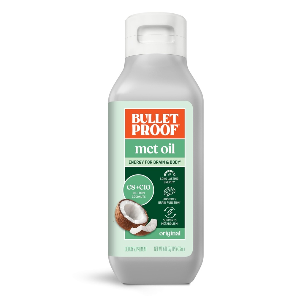 Olio MCT antiproiettile realizzato con olio C10 e C8, 16 once, Keto Supplemento per l'energia prolungata, il cervello e il combustibile del corpo, Add to Coffee and Smoothies, Packaging May Vary