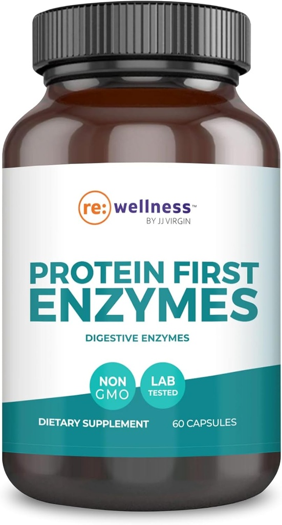 Reignite Wellness di JJ Virgin | Protein First Enzymes | Betaine HCI con Pepsin & Enzyme Supplement | Supporto per Gut Health, Digestione, Occasional Bloating & Gas | 60 Capsule