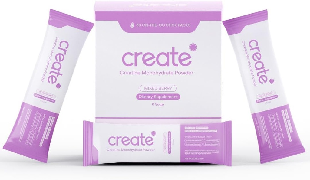 Creare polvere monoidrata della creatina di servizio singolo – 5g Creapure Creatine | Ridefinizione della forza, energia e recupero | senza zucchero, vegano, non OGM | Bacche miste | 30 Packets portatili