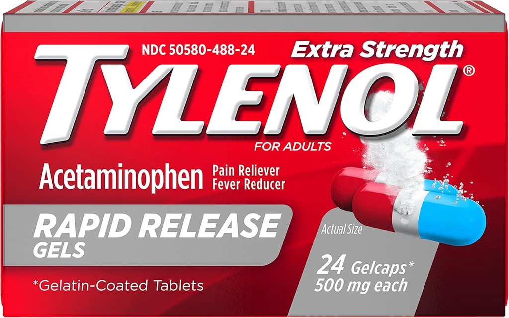 Tylenol Extra Strength Rapid Release Gelcaps - 24 ct, Confezione da 2