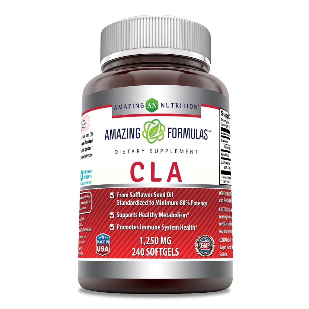 Incredibile formula CLA | Integratore acido linoleico coniugato | 1250 Mg | Softgels | Non OGM | Gluten-Free Made in USA (240 Count)