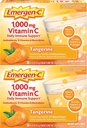 Polvere di vitamina C di Emergen-C 1000mg, con antiossidanti, vitamine e elettroliti B, integratori di vitamina C per il supporto immunitario, miscela di bevanda senza caffeina, aroma di tangerina - 60 conteggio / mese di alimentazione