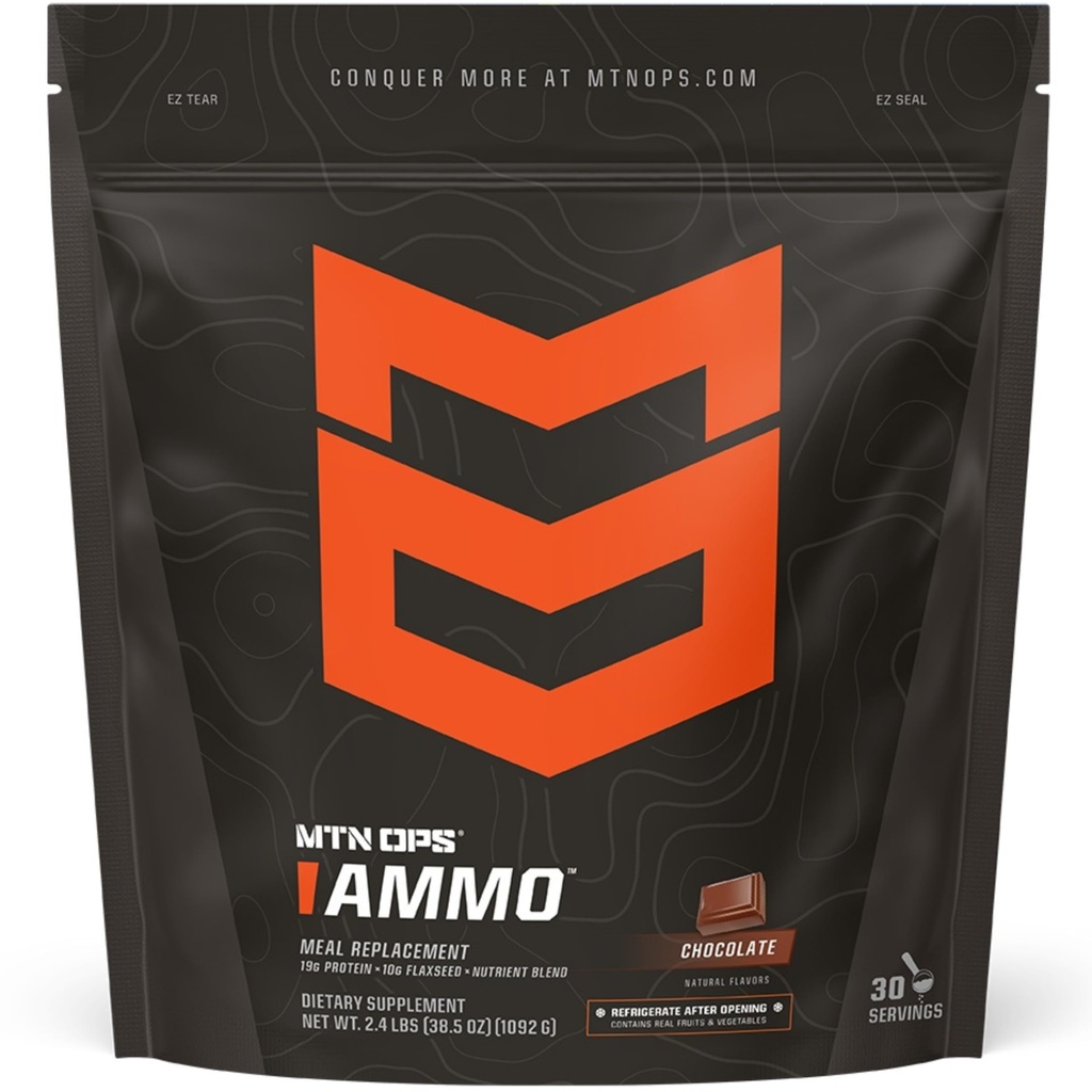 MTN OPS Ammo Protein Meal Sostituzione Shake per la costruzione magra del muscolo, aroma di cioccolato, 28 Serve