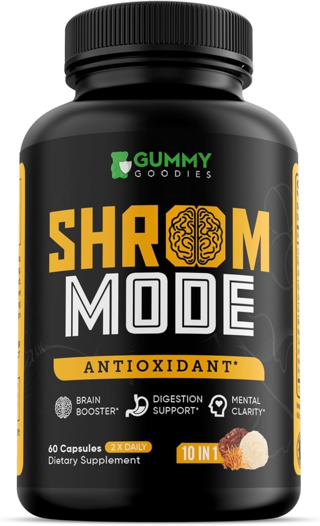 Organic Mushroom Supplement 10-in-1, Reishi, Lions Mane, Cordyceps, Chaga, Tail Turchia, Natural Immune & Cognitive Health Boost, 60 Veggie Capsule