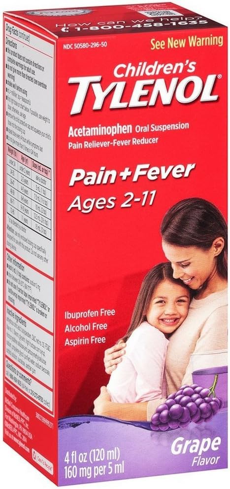 TYLENOL Sospensione Orale Uva Splash Flavor 4 oz (Pacchetto di 8)