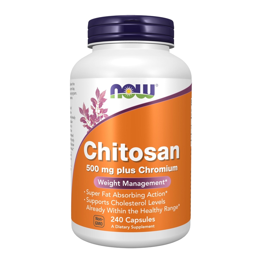 NOW integratori, Chitosan 500 mg più cromo, gestione del peso*, 240 capsule di veg