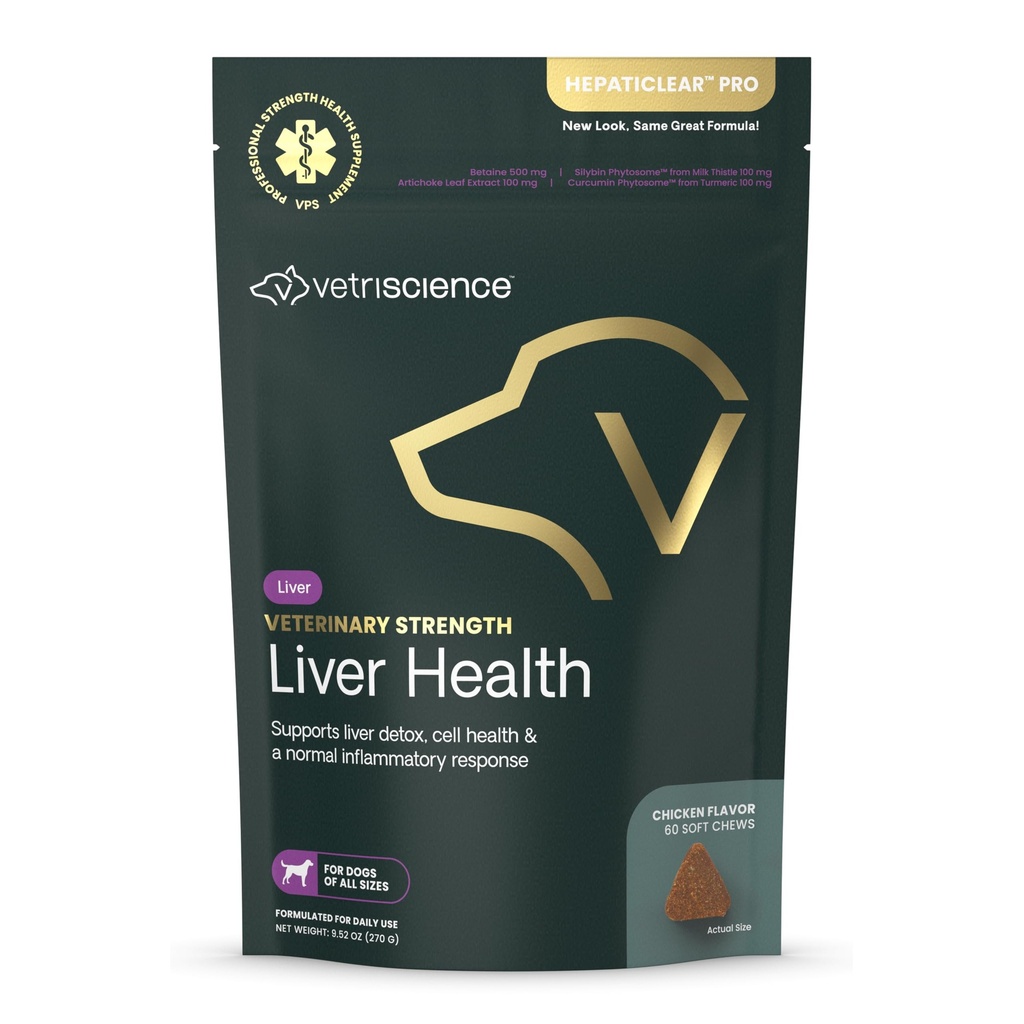 VetriScience Veterinary Strength Liver Salute Chews - Canine Liver Care Supplemento per il supporto Detox - Dog Supplement - Supporti Immune System - No Fasting Required - 60 Count