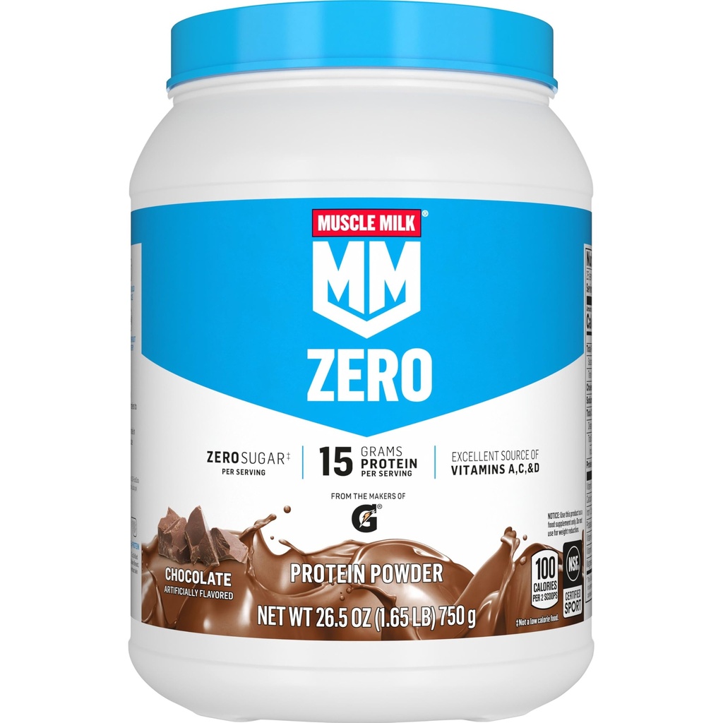 Muscolo Latte ZERO, 100 polvere proteica di Calorie, Cioccolato, 15g Proteine, 1.65 Pound, 25 Serve