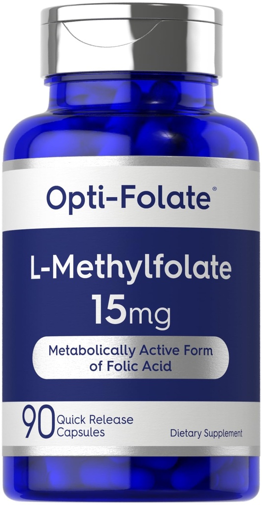 Carlyle L Methylfolate 15mg | 90 Capsule | Max Potency | Ottimizzato e Attivato | Non OGM, Gluten Free | Methyl Folate, 5-MTHF | da Opti-Folate