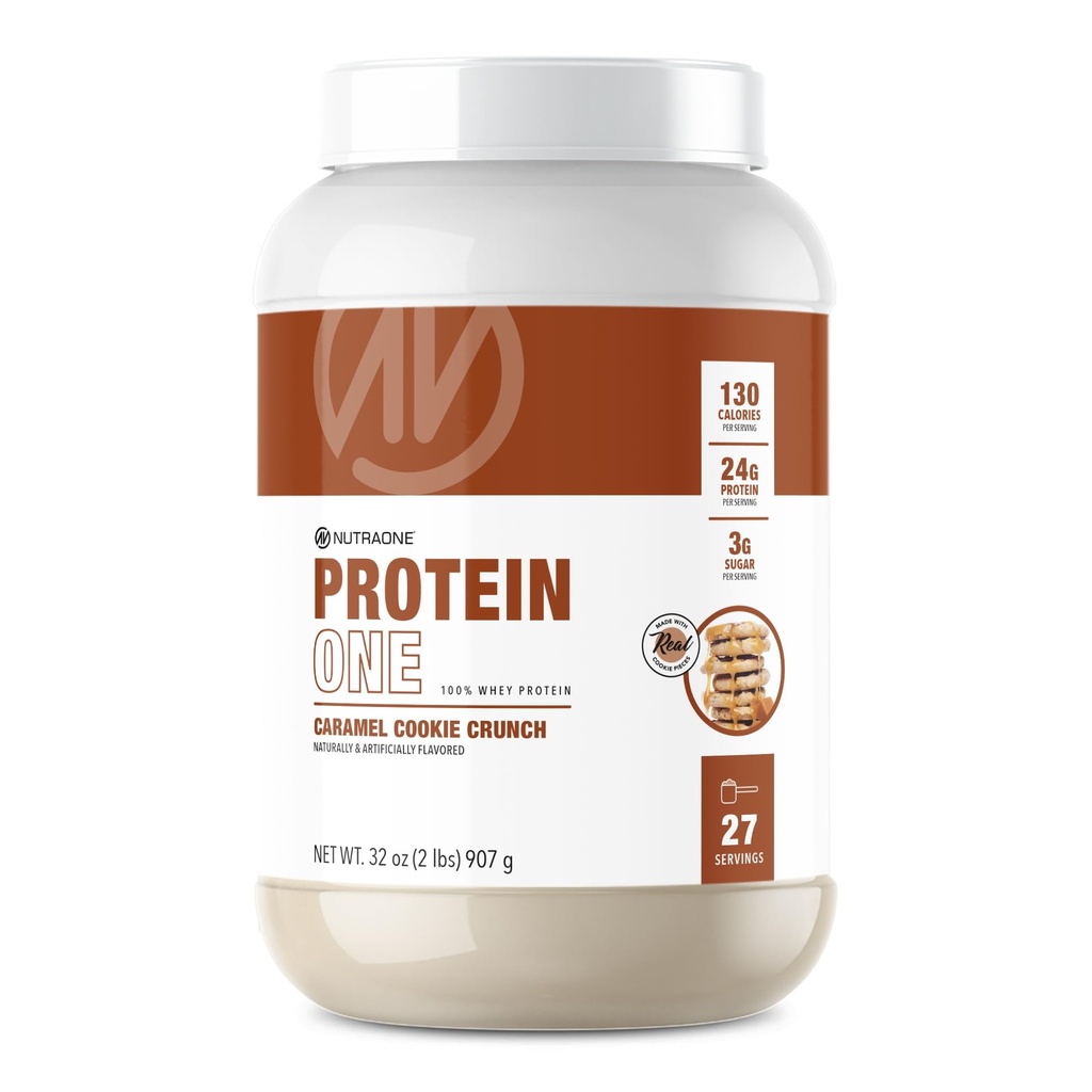 NutraOne ProteinOne Whey Protein Promuovere il recupero e costruire il muscolo con una proteina Shake Polvere per gli uomini e le donne (Caramel Cookie Crunch, 2 LB)