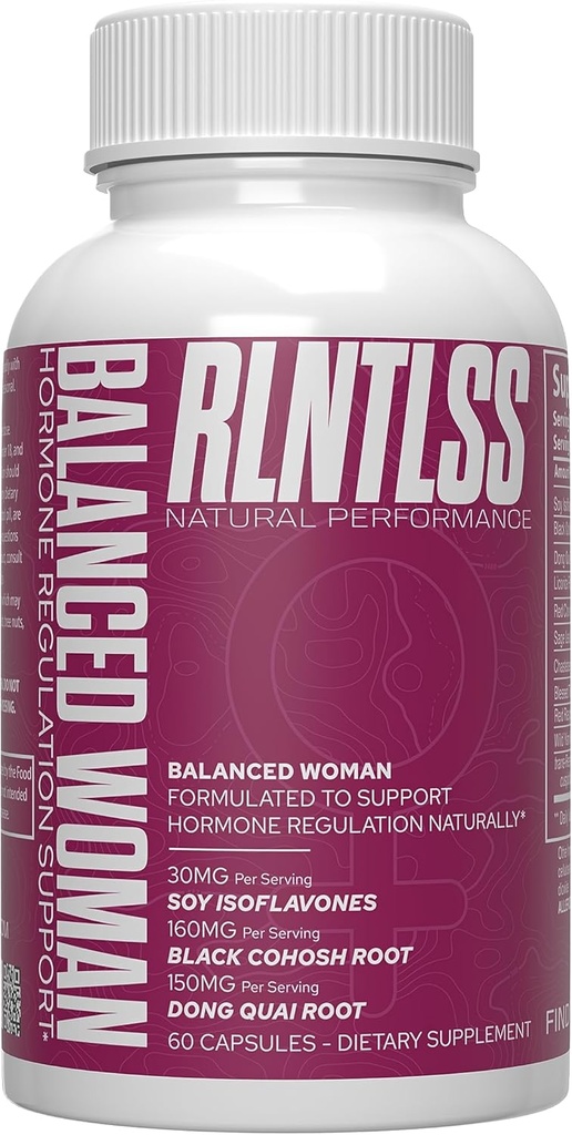 RLNTLSS Balanced Woman - Supporto Regolazione Ormone Naturale - 1250+ mg per Serving - Supplemento Imbalance Ormonale Premium Donna - 11 Complesso Ingrediente Attivo - Made in the USA - (60 capsule)