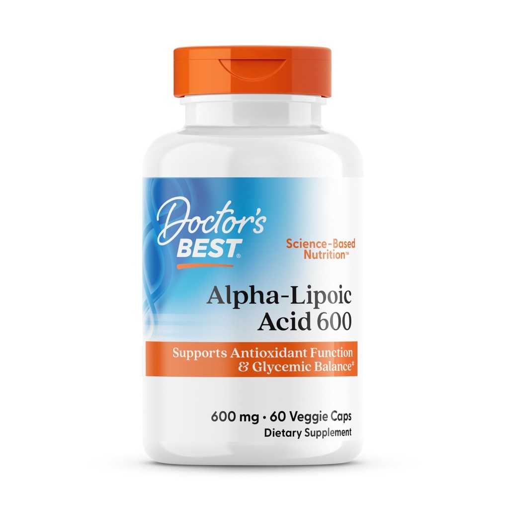 Il migliore acido alfa-lipoico del medico 600, supporta la funzione antiossidante & bilanciamenti glicemici, non OGM, senza glutine, vegano, soia libero, 600 mg, 60 tappi di verdure