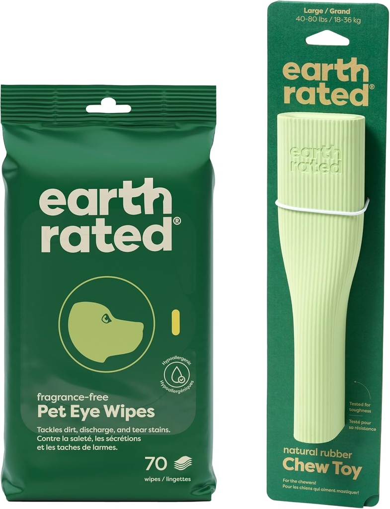 Terra nominale Clean & Calm Bundle - Include 70 Fragrance-Free Pet Eye Wipes & 1 grande giocattolo di arricchimento