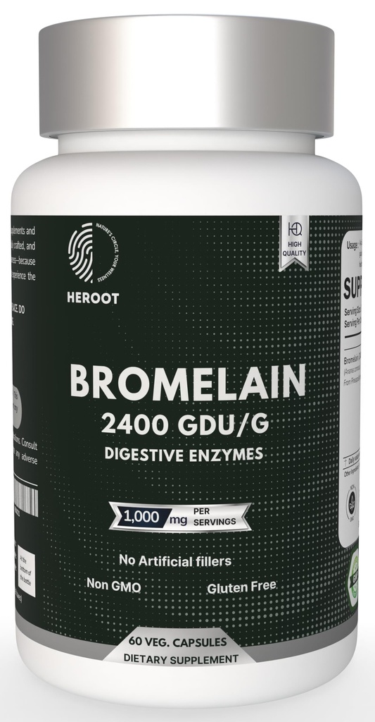 Bromelain 500mg | 60 capsule a base vegetale | 2400 GDU Potency | Supporta la salute e la digestione congiunta | No Preservativi o Additivi artificiali