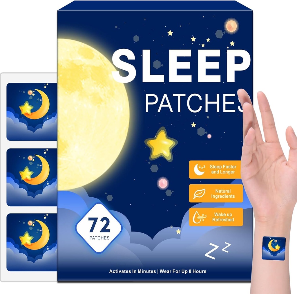 Patch da letto 72 Pack per adulti ad alta resistenza, facile da applicare con Valerian & Melatonin Patch, notte di lunga durata per uomini e donne