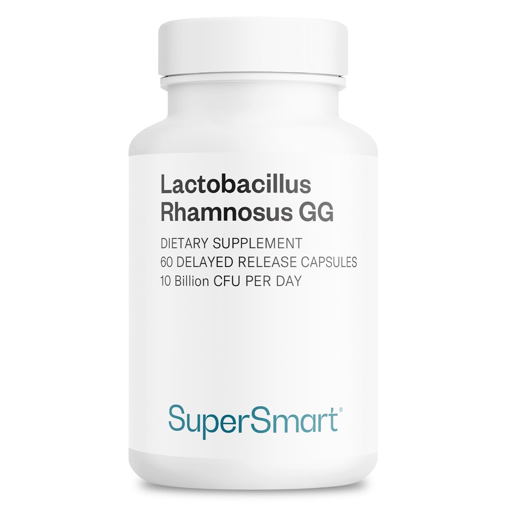 Supersmart Lactobacillus Rhamnosus GG 10 miliardi di CFU al giorno (LGG Probiotic with Inulin) - L. Rhamnosus Supplement | Non-GMO & Gluten Free - 60 DR Capsules