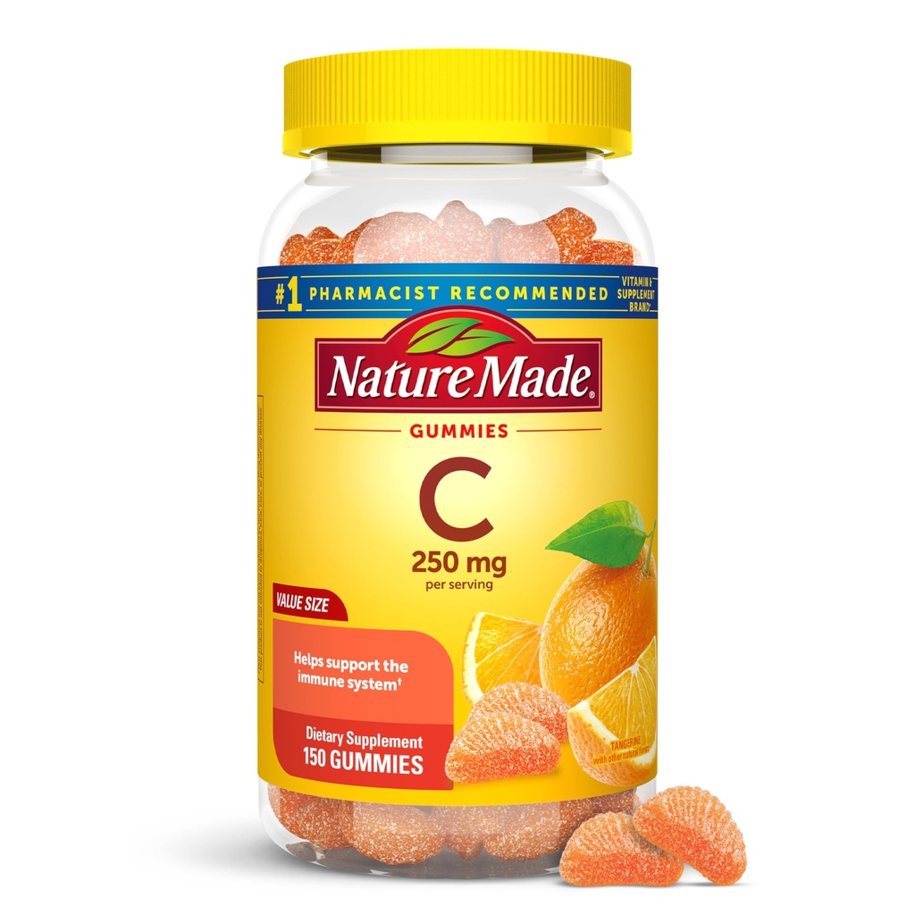 Vitamina C 250 mg Per Serving, Integratore alimentare per il supporto immunitario, Vitamina C Gummies per gli adulti, 150 Gummies, 75 giorni di alimentazione