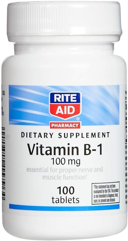 Vitamina B-1 (Thiamine), 100 mg - 100 compresse | Essential per una corretta Nerve e funzione muscolare | Nerve & Muscle Support | Vitamina B1 | B1 Vitamina | Thiamine B1 Supplemento | Thiamine B1
